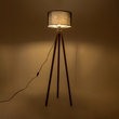 GloboStar® SAGA 204-0038 Μοντέρνο Eπιδαπέδιο Φωτιστικό Μονόφωτο 1 x E27 IP20 Καφέ Ξύλο με Μαύρο Ύφασμα - Μ38 x Π38 x Υ140cm