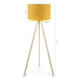 GloboStar® SAGA 204-0045 Μοντέρνο Eπιδαπέδιο Φωτιστικό Μονόφωτο 1 x E27 IP20 Μπεζ Ξύλο με Κίτρινο Ύφασμα - Μ38 x Π38 x Υ140cm