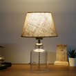GloboStar® TRANS 204-0055 Μοντέρνο Eπιτραπέζιο Φωτιστικό Πορτατίφ Μονόφωτο 1 x E27 IP20 Διάφανο Πλαστικό με Μπεζ Ύφασμα - Μ22 x Π22 x Υ14cm