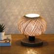 GloboStar® BOWL 204-0087 Μοντέρνο Eπιτραπέζιο Φωτιστικό Πορτατίφ Μονόφωτο 1 x E27 IP20 Καφέ Ξύλο με Μπεζ Σνοινί - Μ19 x Π19 x Υ22cm