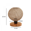 GloboStar® BOWL 204-0087 Μοντέρνο Eπιτραπέζιο Φωτιστικό Πορτατίφ Μονόφωτο 1 x E27 IP20 Καφέ Ξύλο με Μπεζ Σνοινί - Μ19 x Π19 x Υ22cm