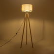 GloboStar® SAGA 204-0047 Μοντέρνο Eπιδαπέδιο Φωτιστικό Μονόφωτο 1 x E27 IP20 Μπεζ Ξύλο με Πράσινο Ύφασμα - Μ38 x Π38 x Υ140cm