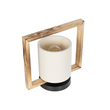 GloboStar® CUP 203-0052 Vintage Επιτραπέζιο Φωτιστικό Πορτατίφ Μονόφωτο 1 x E27 IP20 Καφέ Ξύλο με Λευκό Ύφασμα - Μ28 x Π20 x Υ28cm