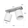 GLOBOSTAR® CUP 203-0056 Vintage Φωτιστικό Οροφής με Ντουί 2 x E27 AC 220-240V IP20 - Λευκό & Μπεζ - Μ42 x Π14 x Υ26cm