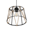 GLOBOSTAR® JUTE 203-0090 Μοντέρνο Κρεμαστό Φωτιστικό Οροφής με Ντουί 1 x E27 AC 220-240V IP20 - Μαύρο & Μπεζ - Μ30 x Π30 x Υ23cm