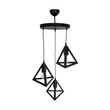 GLOBOSTAR® TRIANGLE 203-0160 Μοντέρνο Κρεμαστό Φωτιστικό Οροφής με Ντουί 3 x E27 AC 220-240V IP20 - Μάυρο - Μ67 x Π67 x Υ50cm