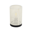 GloboStar® CYLINDER 203-0184 Μοντέρνο Επιτραπέζιο Φωτιστικό Πορτατίφ Μονόφωτο 1 x E27 IP20 Μαύρo Πλαστικό με Λευκό Διάτρητο Υφασμα - Μ14 x Π14 x Υ22cm