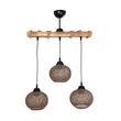 GLOBOSTAR® LUMA 201-0012 Vintage Κρεμαστό Φωτιστικό Οροφής με Ντουί 3 x E27 AC 220-240V IP20 - Καφέ & Μπεζ - Μ55 x Π18 x Υ65cm
