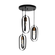 GLOBOSTAR® SPARKIO 201-0025 Vintage Κρεμαστό Φωτιστικό Οροφής με Ντουί 3 x E27 AC 220-240V IP20 - Μαύρο & Χάλκινο - Μ36 x Π36 x Υ62cm