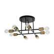 GLOBOSTAR® BLAZEA 201-0064 Vintage Φωτιστικό Οροφής με Ντουί 8 x E27 AC 220-240V IP20 - Χρυσό & Μαύρο - Μ51 x Π51 x Υ7cm