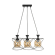 GLOBOSTAR® GLINDER 201-0067 Vintage Κρεμαστό Φωτιστικό Οροφής με Ντουί 3 x E27 AC 220-240V IP20 - Μαύρο & Μελί - Μ53 x Π25 x Υ23cm