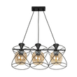 GLOBOSTAR® GLINDER 201-0067 Vintage Κρεμαστό Φωτιστικό Οροφής με Ντουί 3 x E27 AC 220-240V IP20 - Μαύρο & Μελί - Μ53 x Π25 x Υ23cm
