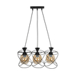 GLOBOSTAR® GLINDER 201-0067 Vintage Κρεμαστό Φωτιστικό Οροφής με Ντουί 3 x E27 AC 220-240V IP20 - Μαύρο & Μελί - Μ53 x Π25 x Υ23cm