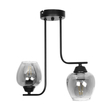 GLOBOSTAR® GLOSSA 201-0091 Vintage Φωτιστικό Οροφής με Ντουί 2 x E27 AC 220-240V IP20 - Μαύρο & Μαύρο Φιμέ - Μ40 x Π15 x Υ17cm