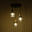 GLOBOSTAR® RADIANT 201-0097 Vintage Κρεμαστό Φωτιστικό Οροφής με Ντουί 3 x E27 AC 220-240V IP20 - Μαύρο & Χρυσό - Μ38 x Π38 x Υ50cm