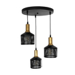 GLOBOSTAR® RADIANT 201-0097 Vintage Κρεμαστό Φωτιστικό Οροφής με Ντουί 3 x E27 AC 220-240V IP20 - Μαύρο & Χρυσό - Μ38 x Π38 x Υ50cm