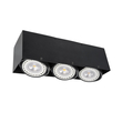 GLOBOSTAR® MAGMA 60628 Μοντέρνο Φωτιστικό Οροφής με Ντουί 3 x GU10 AC 220-240V IP20 - Μαύρο - Μ45 x Π15 x Υ13cm