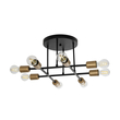GLOBOSTAR® BLAZEA 201-0064 Vintage Φωτιστικό Οροφής με Ντουί 8 x E27 AC 220-240V IP20 - Χρυσό & Μαύρο - Μ51 x Π51 x Υ7cm