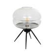 GloboStar® JAVAN 999-0036 Μοντέρνο Επιτραπέζιο Φωτιστικό Πορτατίφ Μονόφωτο 1 x E27 IP20 Διάφανο Γυαλί με Μαύρο Μέταλλο - Μ30 x Π30 x Υ19cm