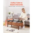 Τραπεζάκι σαλονιού VEVOR 1000 mm με ανασηκούμενη επιφάνεια, Οβάλ τραπεζάκι σαλονιού με 3 κρυφά τμήματα, Ξύλινο οβάλ κεντρικό γραφείο Mid Century με αποθηκευτικό χώρο, Ανασηκούμενη επιφάνεια για το σπίτι και το γραφείο, Εύκολη συναρμολόγηση, Καρυδιά