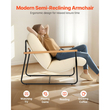 Πολυθρόνα VEVOR Accent, Μεταλλική καρέκλα με ξύλινα μπράτσα, Μοντέρνα άνετη πολυθρόνα με ταπετσαρία, με μαλακό αφρώδες μαξιλάρι, Αποσπώμενο μαξιλάρι, για σαλόνι, υπνοδωμάτιο, αίθουσα ανάγνωσης, γραφείο, μπεζ
