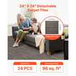 Πλακάκια χαλιού VEVOR Επαναχρησιμοποιούμενα 610x610 mm, 24 τεμάχια αρθρωτό τετράγωνο χαλί, Εμπορικό δάπεδο με μαλακή επένδυση για κάλυψη χωρίς ραφές 8,9㎡, Εύκολη αντικατάσταση DIY για σαλόνι, υπνοδωμάτιο, γραφείο, εσωτερικό, σκούρο καφέ