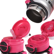 Παιδικό παγούρι-θερμός Panda με καλαμάκι - 500ml - 722344 - Fuchsia/Silver