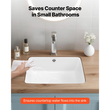 Νιπτήρας μπάνιου VEVOR Υποστηριζόμενος, Ορθογώνιος λευκός κεραμικός νιπτήρας 400 x 305 mm με οπή υπερχείλισης, Μοντέρνος νιπτήρας μπάνιου με δυνατότητα τοποθέτησης κάτω από τον πάγκο, Ορθογώνιος για μικρό χώρο