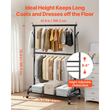 Ράφι ρούχων VEVOR, Ράφι ρούχων με ρυθμιζόμενη εγκάρσια ράβδο και πλαϊνούς γάντζους, χωρητικότητα φορτίου 68 kg, Ράφι ρούχων βαρέως τύπου από ανθρακούχο χάλυβα με ρόδες για υπνοδωμάτιο, πλυντήριο, σαλόνι