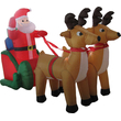 Φουσκωτός διακοσμητικός  Άγιος Βασίλης με έλκηθρο & ταράνδους με φωτισμό - 2.4m - 817254
