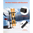Πτυσσόμενη βάση σκι και σνόουμπορντ VEVOR με ρυμούλκηση, ταιριάζει με βάση 50 mm, μεταφέρει έως και 6 ζευγάρια σκι ή 4 σνόουμπορντ, ρυθμιζόμενη βάση αυτοκινήτου με ρυμούλκηση με κλείδωμα κλειδιού, ιμάντα ασφαλείας, πρόσβαση με κλίση