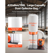 Συλλέκτης σκόνης VEVOR, Συλλέκτες σκόνης κώνου Vortex 1100 CFM 2,5 Micron, Σύστημα συλλογής πριονιδιού 1,5HP με σακούλα συλλογής σκόνης 132,5L & σακούλα φίλτρου 159L, υψηλής ταχύτητας 2800 RPM, για ροκανίδια ξύλου