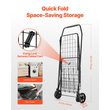 Καλάθι αγορών VEVOR, Πτυσσόμενο καρότσι παντοπωλείου με διπλά καλάθια, αδιάβροχη επένδυση και ρόδες, μεγάλη χωρητικότητα φορτίου 45 κιλών, βαρέως τύπου καλάθι πλυντηρίου για πλυντήριο, ψώνια, κάμπινγκ, παντοπωλείο, αποσκευές