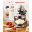 Μίξερ βάσης VEVOR, ηλεκτρικό μίξερ κουζίνας 7,4 L, μίξερ ζύμης 1800W, μίξερ τροφίμων με ανακλινόμενη κεφαλή 10 ταχυτήτων με μπολ από ανοξείδωτο ατσάλι, γάντζο ζύμης, σύρμα, αναδευτήρα, για ψήσιμο, ανάμειξη, χτύπημα και ζύμωμα, ασημί