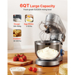 Μίξερ βάσης VEVOR, ηλεκτρικό μίξερ κουζίνας 5,7 L, μίξερ ζύμης 1500W, μίξερ τροφίμων με ανακλινόμενη κεφαλή 6+P ταχυτήτων με κύπελλο μπλέντερ 1,5 L, μπολ από ανοξείδωτο ατσάλι, γάντζος ζύμης, σύρμα, αναδευτήρας, για ψήσιμο, ανάμειξη, ασημί