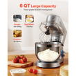 Μίξερ βάσης VEVOR, ηλεκτρικό μίξερ κουζίνας 6 λίτρων, μίξερ ζύμης 1500W, μίξερ τροφίμων με ανακλινόμενη κεφαλή 6+P ταχυτήτων με κύπελλο μπλέντερ 1,5 λίτρων, μπολ από ανοξείδωτο ατσάλι, γάντζος ζύμης, σύρμα, αναδευτήρας, για ψήσιμο, ανάμειξη, ασημί
