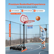 Φορητή βάση μπάσκετ VEVOR, μπασκέτα μπάσκετ με ρύθμιση ύψους 1,6 έως 2,1 μ. & τέρμα, ρυθμιζόμενη μπασκέτα μπάσκετ για παιδιά με νάιλον δίχτυ & ρόδες, φορητό σετ ταμπλό για βεράντες, δίπλα στην πισίνα
