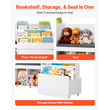 VEVOR Παιδική Γωνιά Ανάγνωσης, Ξύλινος Πάγκος Αποθήκευσης με Πλάτη, Παιδική Βιβλιοθήκη & Οργανωτής Παιχνιδιών, Μεγάλο Σεντούκι Παιχνιδιών για Playroom, Σαλόνι ή Είσοδο, Εύκολη Συναρμολόγηση, 1700 x 400 x 800 mm, Λευκό
