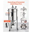 Κωνικός ζυμωτήρας VEVOR από ανοξείδωτο χάλυβα, δεξαμενή ζύμωσης οικιακής ζυθοποίησης 16 γαλονιών/60 λίτρων, ζυμωτήρας κάδου ζυθοποίησης με κωνικό πάτο, 3 τροχούς, καπάκι, λαβή και θερμόμετρο, για ζύμωση κρασιού και μπύρας