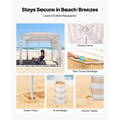 VEVOR Καμπάνα Παραλίας, Σκηνή Παραλίας 2,4 x 2,4 μ. με Πλευρικό Τοίχωμα, Προστασία UPF 50+, Εύκολη Εγκατάσταση Σκηνής Καμπάνα με Θήκες Άμμου, Ρυθμιζόμενο Ύψος, Φορητή Ομπρέλα Σκίασης για Όλη την Οικογένεια