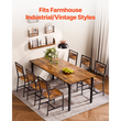 Σετ καρεκλών τραπεζαρίας VEVOR 6 τεμαχίων, ξύλινες καρέκλες τραπεζιού με μεταλλικό σκελετό και πλάτη, εύκολη συναρμολόγηση από δερμάτινο πλαϊνό κάθισμα, μοντέρνα καρυδιά αγροτικού τύπου για κουζίνα και σαλόνι, ρουστίκ καφέ και μαύρο