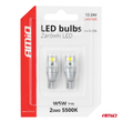 Amio - Λάμπες LED CANBUS T10 W5W 2SMD 3570 Λευκή 6000K – 12/24V - 2 Τεμ. (04256/AM)