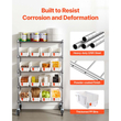 Ράφι αποθήκευσης κάδων VEVOR 5 επιπέδων με ρολό, 16 κάδοι οργάνωσης, σύστημα ραφιών από χάλυβα και συρματόσχοινο με ρόδες, κινητός οργανωτής εργαλείων για γκαράζ, αποθήκη, γραφείο, εστιατόριο, τάξη, κουζίνα