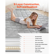 VEVOR Ιαπωνικό στρώμα τατάμι, πτυσσόμενο ιαπωνικό στρώμα τατάμι μεγέθους Queen, στρώμα φουτόν με τσάντα αποθήκευσης και κούμπωμα, 9-στρωματικό στρώμα δαπέδου για ύπνο, κοιτώνα, διαλογισμό, γιόγκα, 2032 x 1524 x 89 mm, γκρι