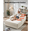 Πολυθρόνα VEVOR, Εσωτερική πολυθρόνα χωρίς κόκαλα 1115 mm, Υπερμεγέθης πολυθρόνα ανάγνωσης από κοτλέ με μαξιλάρια και μπράτσα, Καναπές-κρεβάτι με βαθύ κάθισμα για σαλόνι, υπνοδωμάτιο, μπεζ