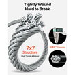 Κιτ συρματόσχοινου VEVOR 2,38 mm, μήκος 50,3 m, καλώδιο από ανοξείδωτο χάλυβα 304, αντοχή σε θραύση 2 kN, κατασκευή 7 x 7 κλώνων, χαλύβδινο καλώδιο για σύστημα κιγκλιδωμάτων καταστρώματος, πέργκολα κήπου, φωτιστικά σε σειρά
