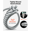 Κιτ συρματόσχοινου VEVOR 3,2 mm, μήκος 30,5 m, καλώδιο από ανοξείδωτο χάλυβα 304, αντοχή σε θραύση 2,9 kN, κατασκευή 7 x 7 κλώνων, χαλύβδινο καλώδιο για σύστημα κιγκλιδωμάτων καταστρώματος, πέργκολα κήπου, φωτιστικά σε σειρά