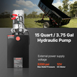Υδραυλική μονάδα ισχύος VEVOR 15 L, αντλία ρυμούλκησης απλής ενέργειας, μέγιστη πίεση εκτόνωσης 22 MPa και ρυθμός ροής 3,4 L/min, υδραυλική αντλία DC 12V με μεταλλική δεξαμενή για ανύψωση ρυμούλκας και αυτοκινήτου