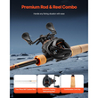 Συνδυασμός καλαμιού και μηχανισμού ψαρέματος VEVOR, συνδυασμός καλαμιού και μηχανισμού Baitcasting IM7 από ανθρακονήματα, καλάμι ψαρέματος λαβρακιού με σύστημα BB 7+1, σχέση μετάδοσης 7.0:1, λαβή από φελλό, οδηγοί από ανοξείδωτο ατσάλι με κεραμικούς δακτυλίους