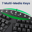 Εργονομικό Πληκτρολόγιο USB QWERTY με 7 Multimedia Keys